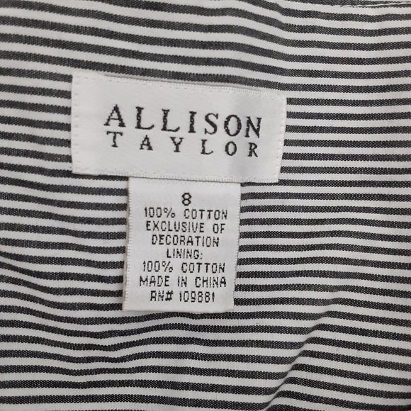 Allison Taylor Blue & White Pinstripe A Line Midi Skirt Applique Flowers - Picture 7 of 9